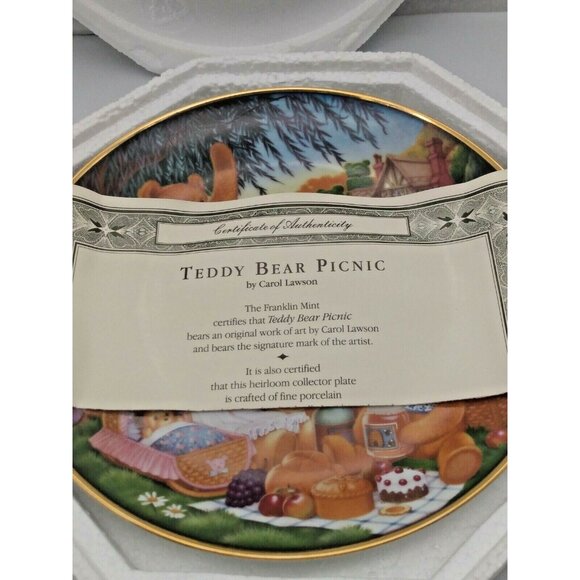 Collector's Plate - TEDDY BEAR PICNIC by CAROL LAWSON - Franklin Mint - Picture 8 of 8